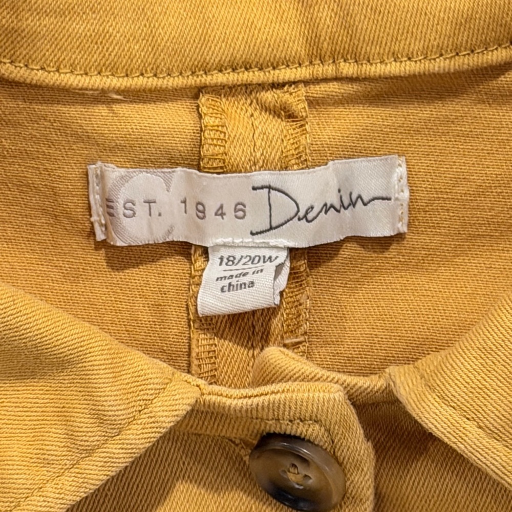 EST 1846 Denim Mustard Yellow Stretch Utility Jacket Women’s 18/20W - Picture 3 of 11